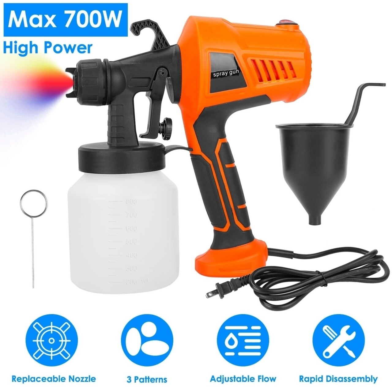 SKUSHOPS 700W Electric Paint Sprayer Handheld HVLP Spray Painter
